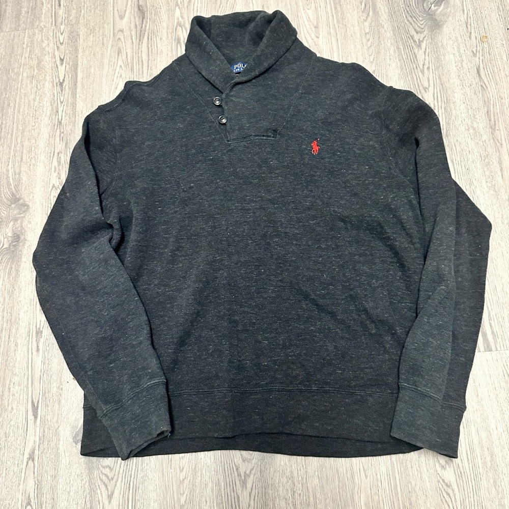 Polo Ralph Lauren Cardigan Sweater Color Charcoal Gray Size Large